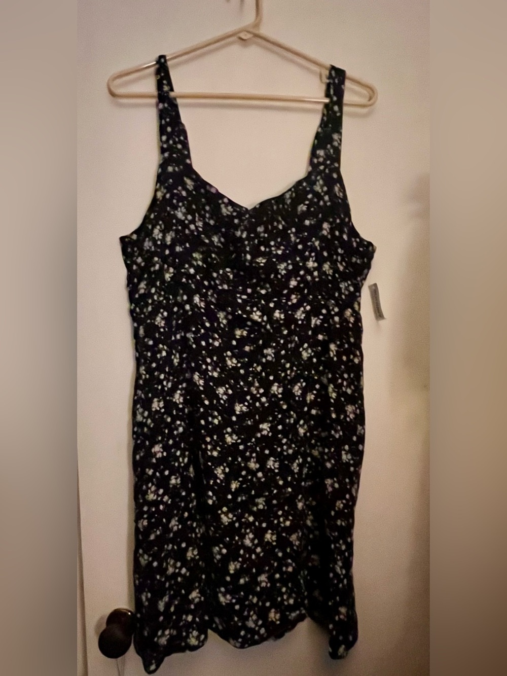 Old Navy Black Mini Dress with White Floral Dots